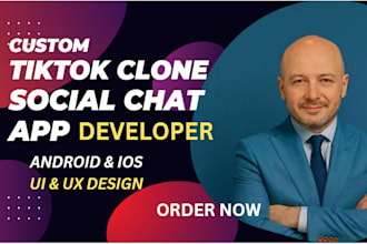 develop a professional tiktok clone or video sharing mobile app for android ios