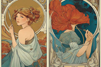draw an art nouveau illustration for custom projects