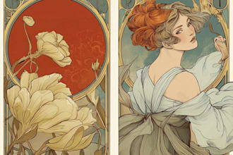 create illustrations in art nouveau style