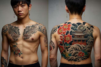 drawing a japanese style tattoo art