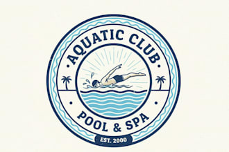 design summer swimming pool spa logo