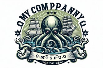 design high quality vintage kraken octopus mascot ship logo
