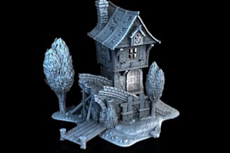model and texture 3d medieval,fantasy building,tower,rpg scenery model,stl print