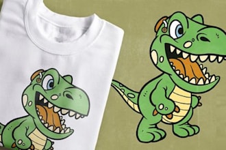 create retro t shirt dinosaur logo and graphics design
