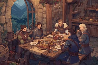 design character fantasy illustration for dnd party