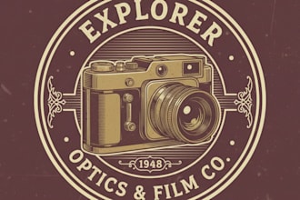 design a vintage camera logo with classic photography charm