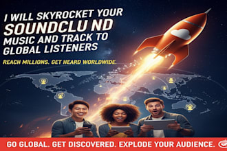skyrocket your soundcloud music and track to global listeners