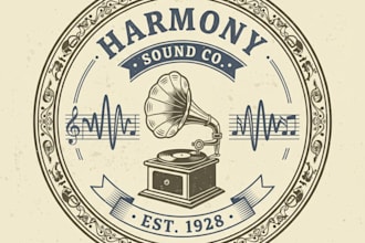 design a vintage singer logo with classic retro style