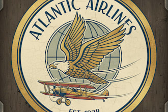 design a vintage airline logo with classic aviation charm