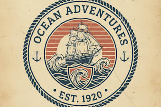 design a vintage boat logo with classic nautical charm