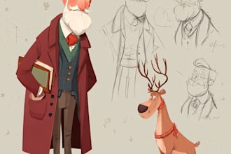 illustrate christmas card, christmas character