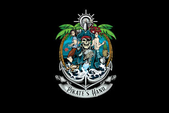 make surprising tropical pirate themed logo for a card game