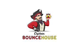 design traditional captain bounce house logo