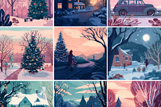 illustration christmas book , holiday funny cartoon