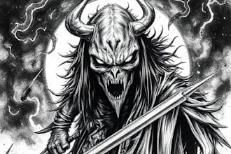 draw custom dark berserk style art in high quality