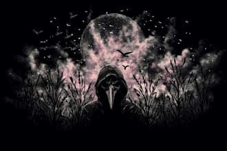 make a horror style illustration, artwork, cover