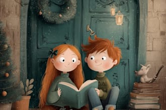 christmas book illustration, children story book illustration, christmas