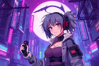 draw your cyberpunk or final fantasy game character art