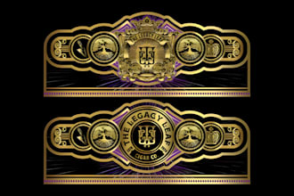 do modern cigar band, cigar label, cigar logo and cigar box design
