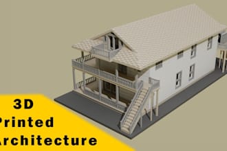 3d model house, building, architecture design for 3d printing