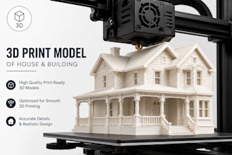 design 3d model of house, building and stl files for 3d printing