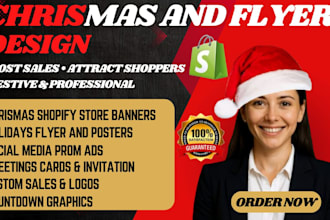 design christmas banner flyer holiday card popup email graphic for shopify store