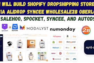 build shopify dropshipping store via alidrop syncee wholesale2b oberlo printify