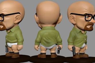 design 3d chibi anime figure collectible, prototype vinyl model, 3d printing stl