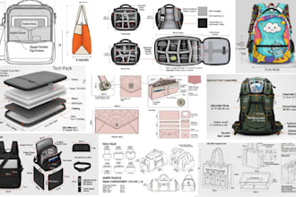 design bag tech pack, bag sketch, handbag duffle bag tote bag for manufacturing