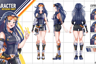 draw character sheet for your oc anime, waifu and husbando