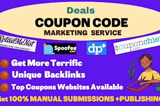 use 100 popular deal sites for coupon code submissions and submit coupon