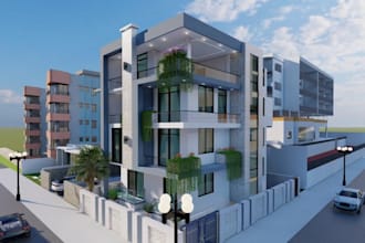redesign detached duplex, cgi architectural, villa,rooftop terrace,facade desing