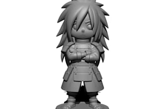 design 3dchibi action figure manga style, prototype warrior character,vinyl stl