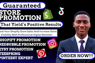do shopify marketing, redbubble promotion, teespring and etsy promotion