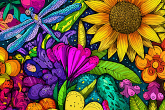create colorful doodle art illustration
