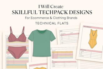 create skillful techpack designs for ecommerce and clothing brands tech flat