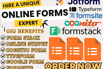 create online survey form, jotform, google form, cognito form formstack typeform