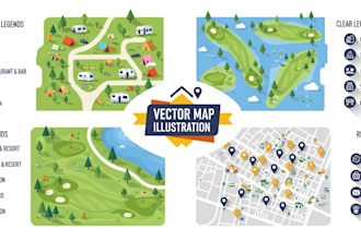 design custom vector map illustration, rv campground map, event map and city map