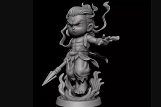 make 3danime action toy style fantasy character prototype vinyl design, for stl
