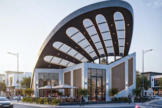 renovate 3d outdoor lounge, beer garden design, restaurant render, coffee shop