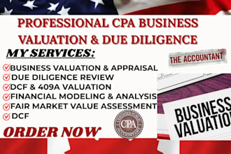 do CPA business valuation, appraisal startup valuation, dcf analysis as US CPA
