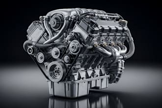 create 3d car parts animation, engine model, and auto product video