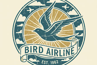 design a vintage bird airline logo for your brand