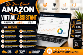 be your expert amazon virtual assistant, private label, fba
