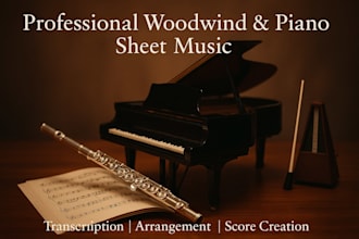 transcribe, arrange, and create professional woodwind and piano sheet music