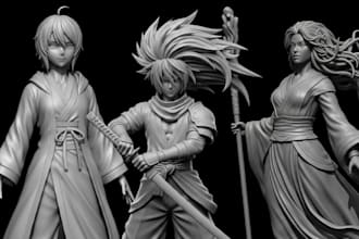 do 3d anime figure, 2d to 3d model, custom figurine and diorama for 3d printing