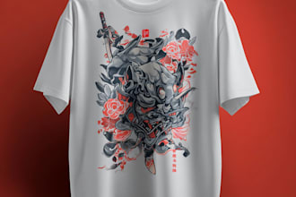 raw japanese style tshirt design for your clothing brand