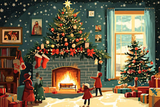 christmas children book illustration, bible illustration