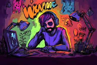 create doodle illustration for music album cover
