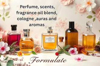 formulate perfume, scents, fragrance oil blend, cologne product,auras and aromas